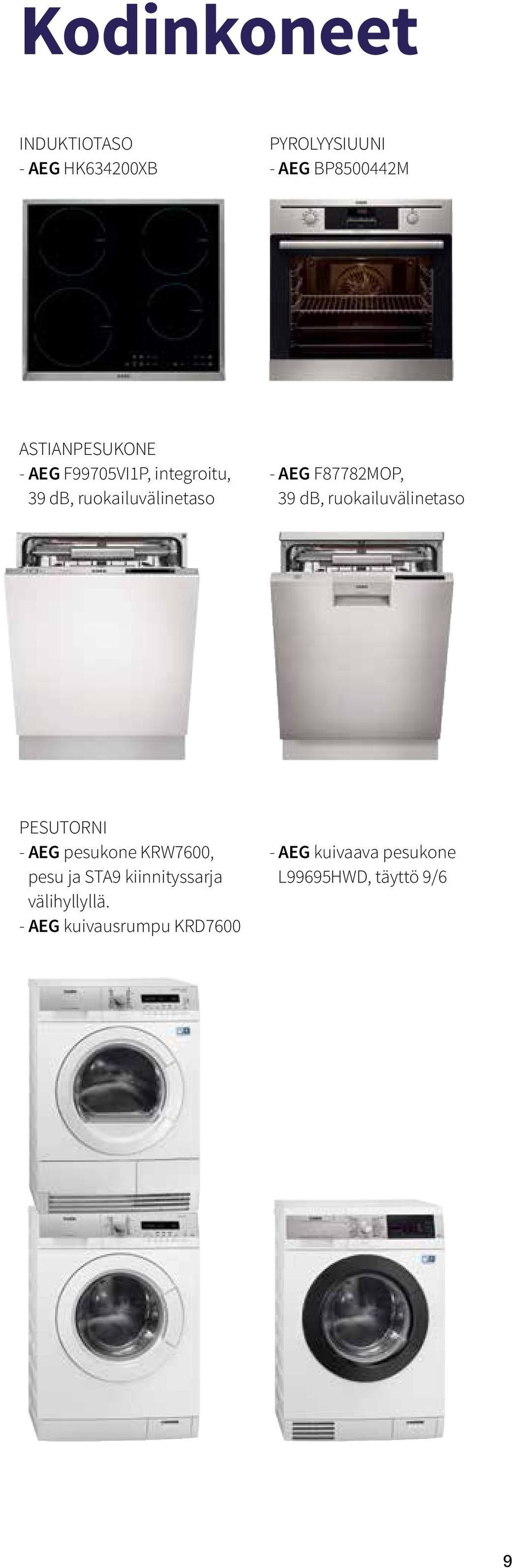 F87782MOP, 39 db, ruokailuvälinetaso PESUTORNI - AEG pesukone KRW7600, pesu ja STA9