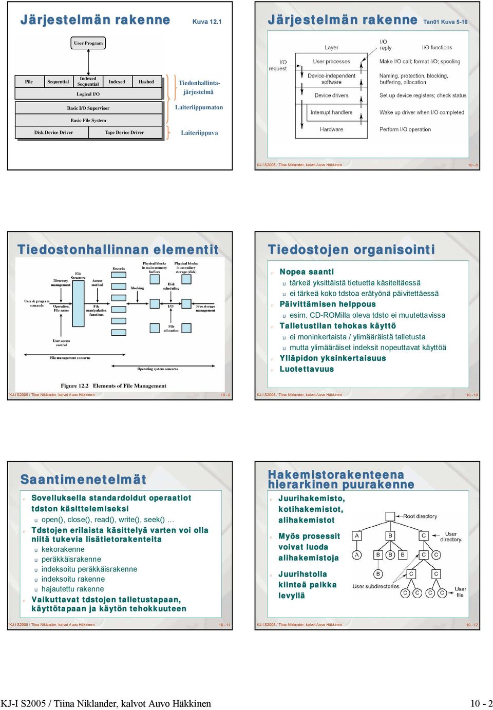 Tiedostojen organisointi Nopea saanti u tärkeä yksittäistä tietuetta käsiteltäessä u ei tärkeä koko tdstoa erätyönä päivitettäessä Päivittämisen helppous u esim.