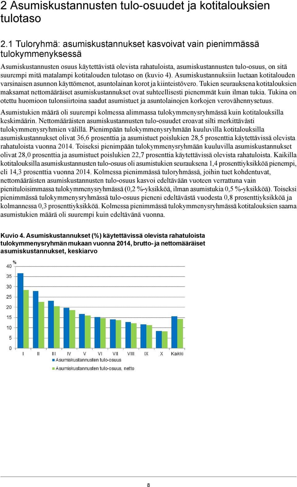 matalampi kotitalouden tulotaso on (kuvio 4). Asumiskustannuksiin luetaan kotitalouden varsinaisen asunnon käyttömenot, asuntolainan korot ja kiinteistövero.