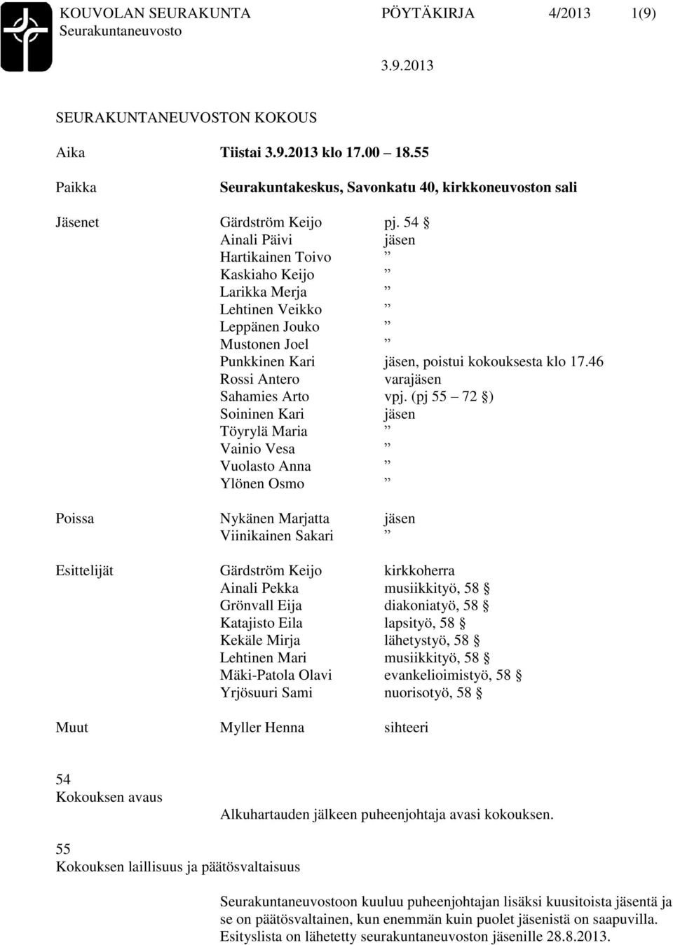 46 Rossi Antero varajäsen Sahamies Arto vpj.