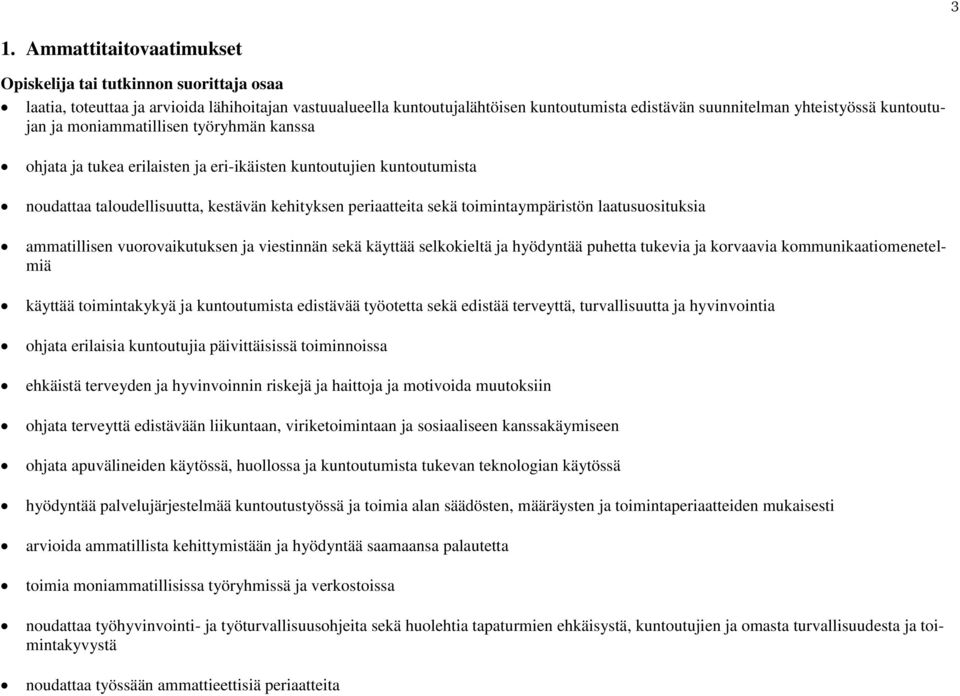 toimintaympäristön laatusuosituksia ammatillisen vuorovaikutuksen ja viestinnän sekä käyttää selkokieltä ja hyödyntää puhetta tukevia ja korvaavia kommunikaatiomenetelmiä käyttää toimintakykyä ja