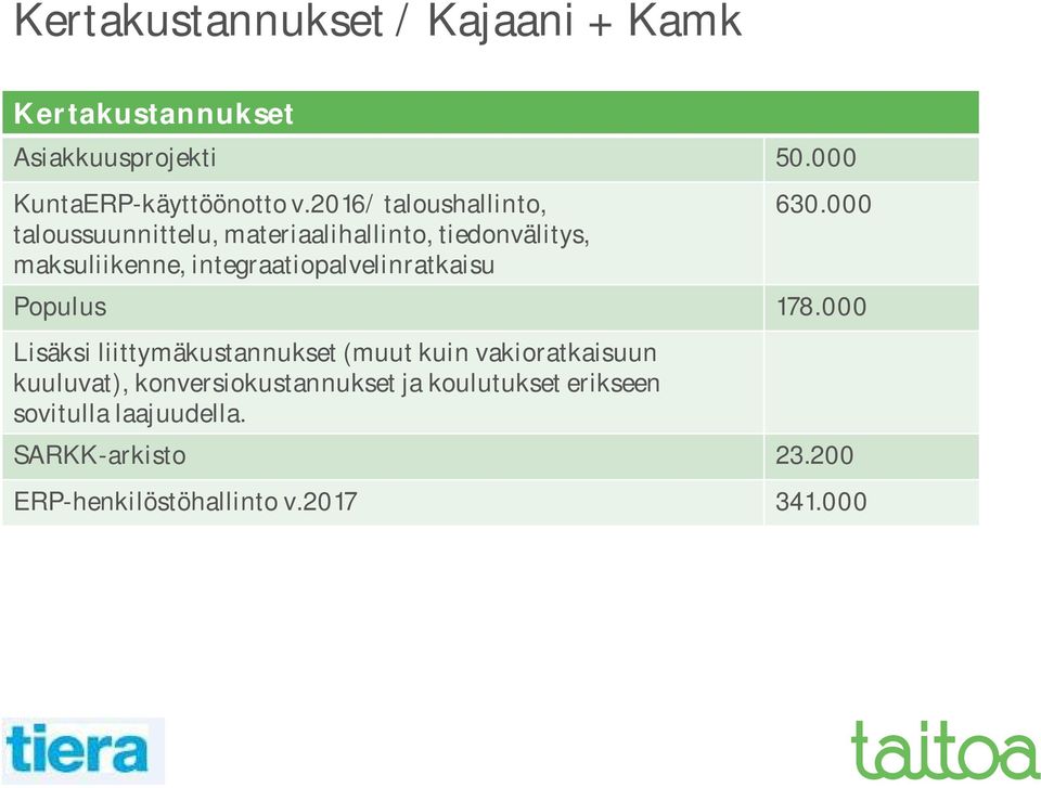 integraatiopalvelinratkaisu 630.000 Populus 178.