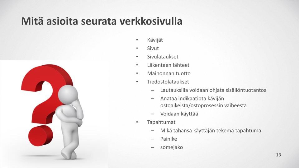 sisällöntuotantoa Anataa indikaatiota kävijän ostoaikeista/ostoprosessin