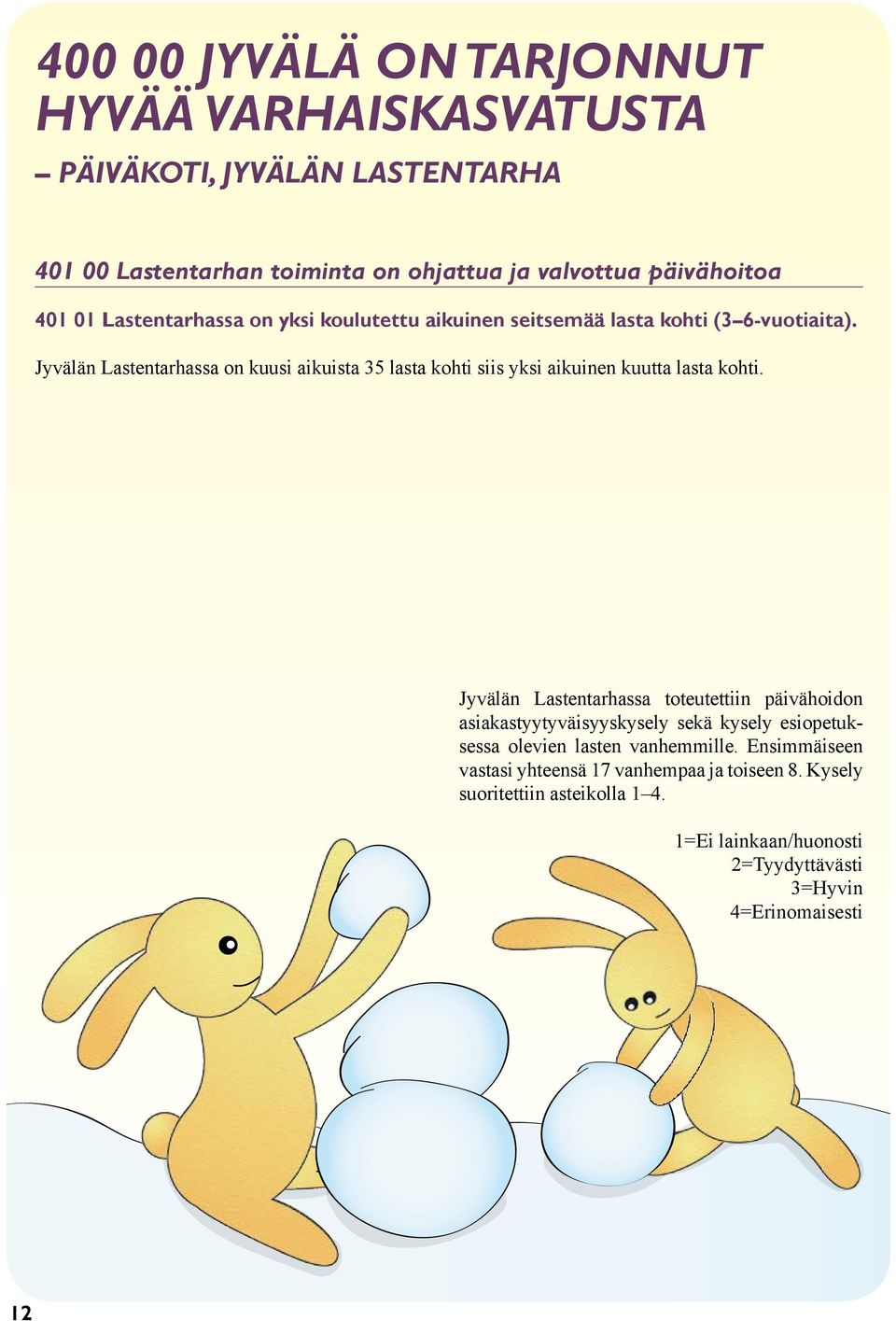 Jyvälän Lastentarhassa on kuusi aikuista 35 lasta kohti siis yksi aikuinen kuutta lasta kohti.