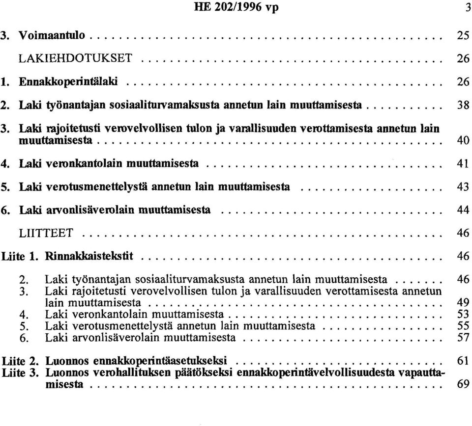 Laki veronkantolain muuttamisesta................................. 41 5. Laki verotusmenettelystä annetun lain muuttamisesta.................... 43 6. Laki ajvonlisäverolain muuttamisesta.