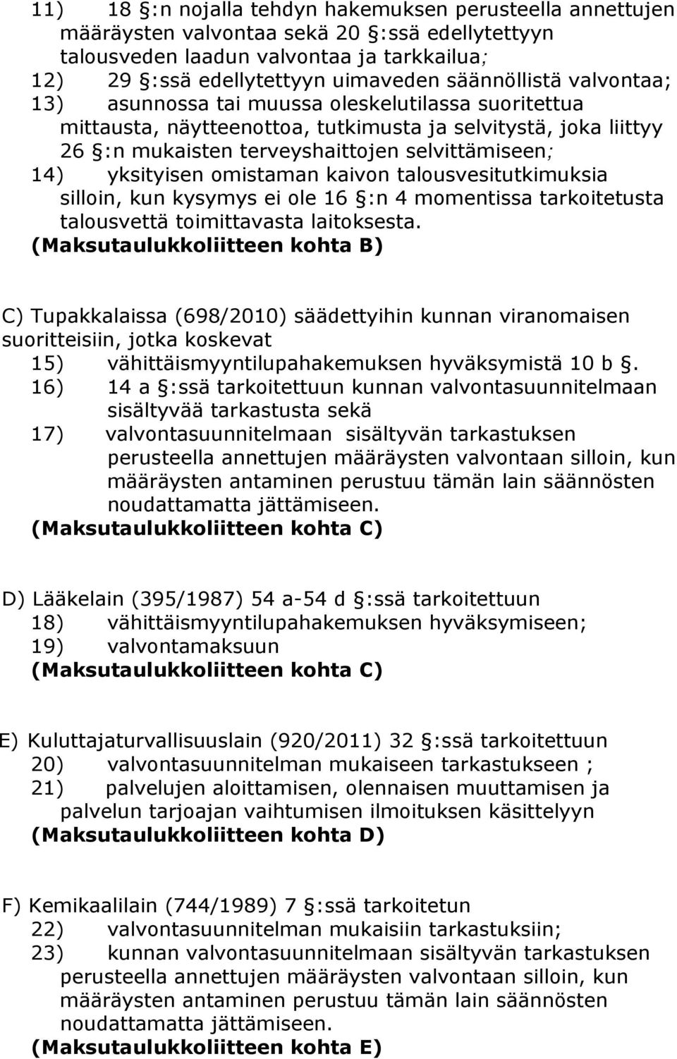 omistaman kaivon talousvesitutkimuksia silloin, kun kysymys ei ole 16 :n 4 momentissa tarkoitetusta talousvettä toimittavasta laitoksesta.