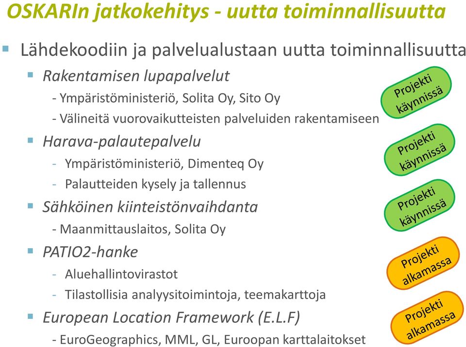 Ympäristöministeriö, Dimenteq Oy - Palautteiden kysely ja tallennus Sähköinen kiinteistönvaihdanta - Maanmittauslaitos, Solita Oy