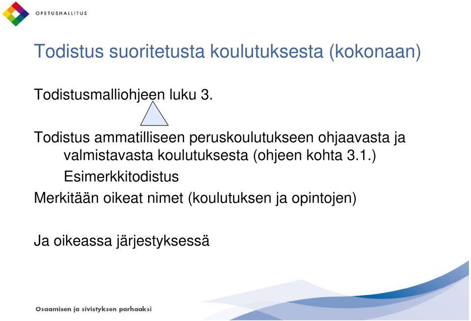 Todistus ammatilliseen peruskoulutukseen ohjaavasta ja