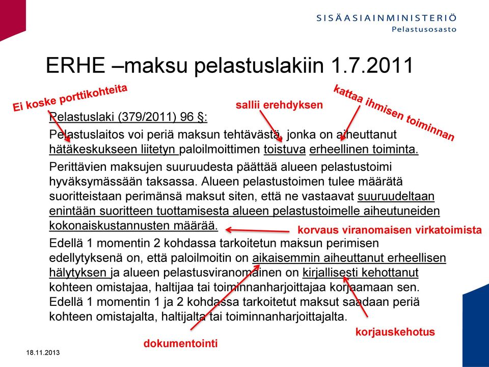 Perittävien maksujen suuruudesta päättää alueen pelastustoimi hyväksymässään taksassa.