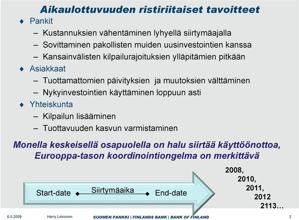 välttäminen Nykyinvestointien käyttäminen loppuun asti Yhteiskunta Kilpailun lisääminen Tuottavuuden kasvun varmistaminen Monella