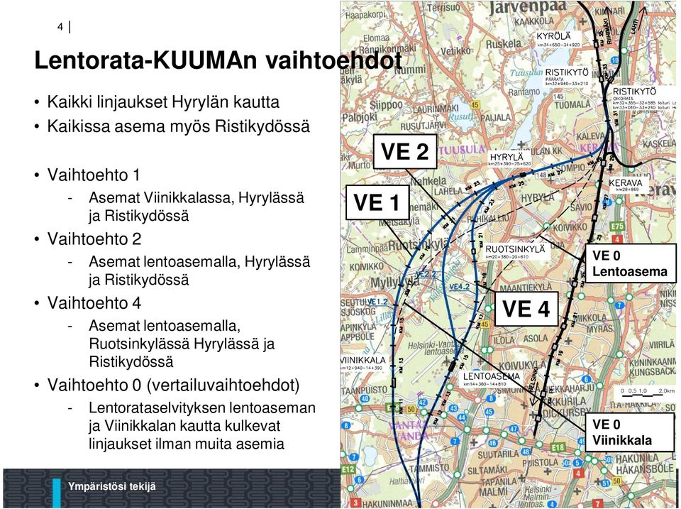 Asemat lentoasemalla, Ruotsinkylässä Hyrylässä ja Ristikydössä Vaihtoehto 0 (vertailuvaihtoehdot) -