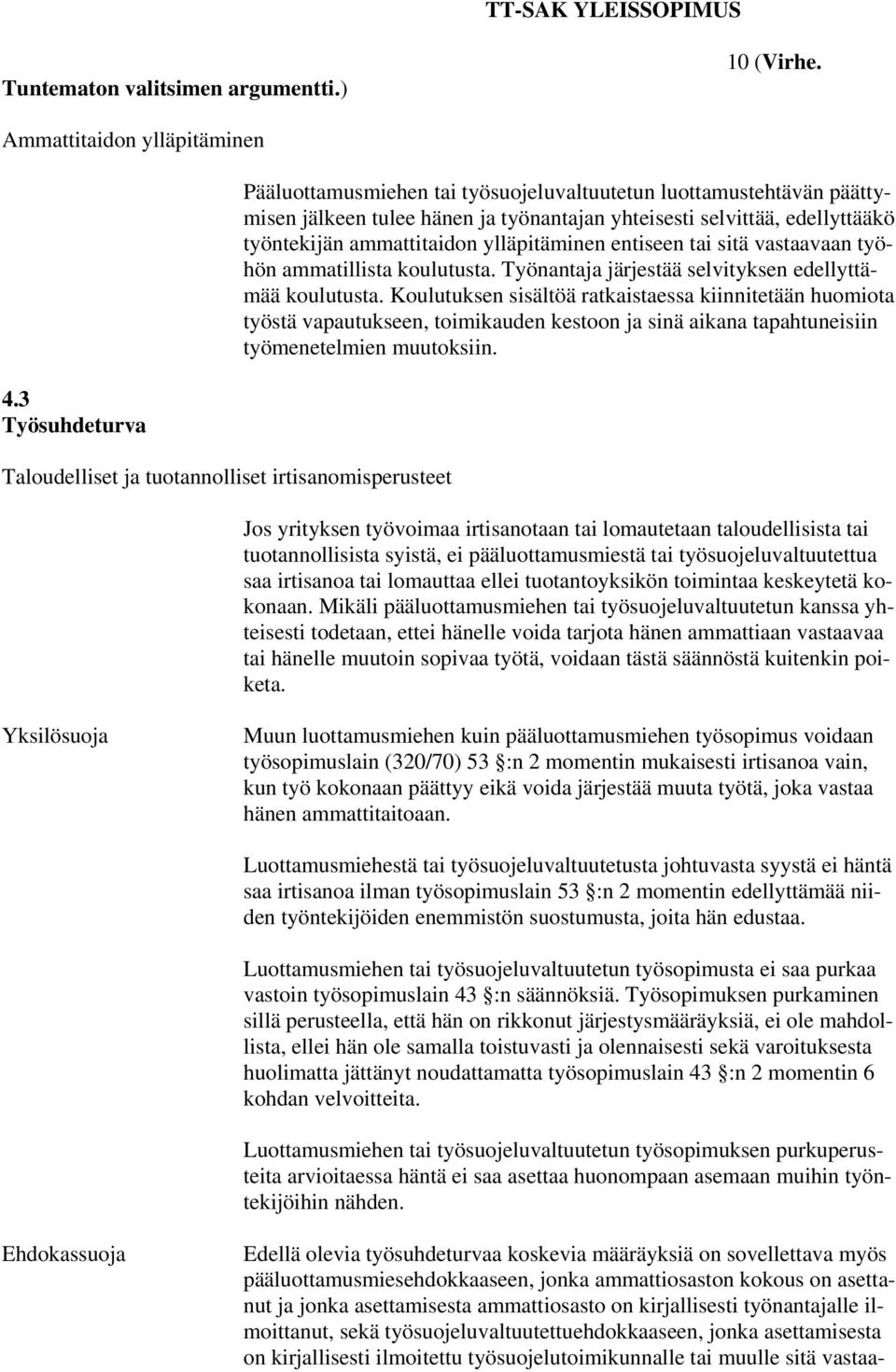 selvittää, edellyttääkö työntekijän ammattitaidon ylläpitäminen entiseen tai sitä vastaavaan työhön ammatillista koulutusta. Työnantaja järjestää selvityksen edellyttämää koulutusta.