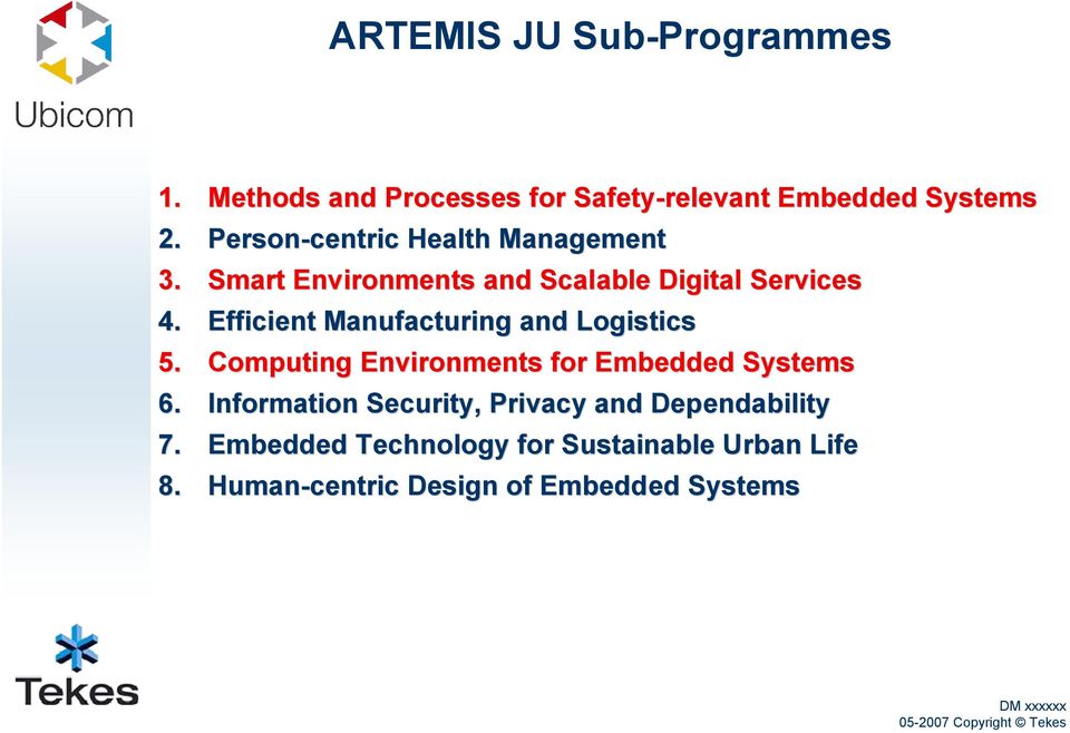 Efficient Manufacturing and Logistics 5. Computing Environments for Embedded Systems 6.