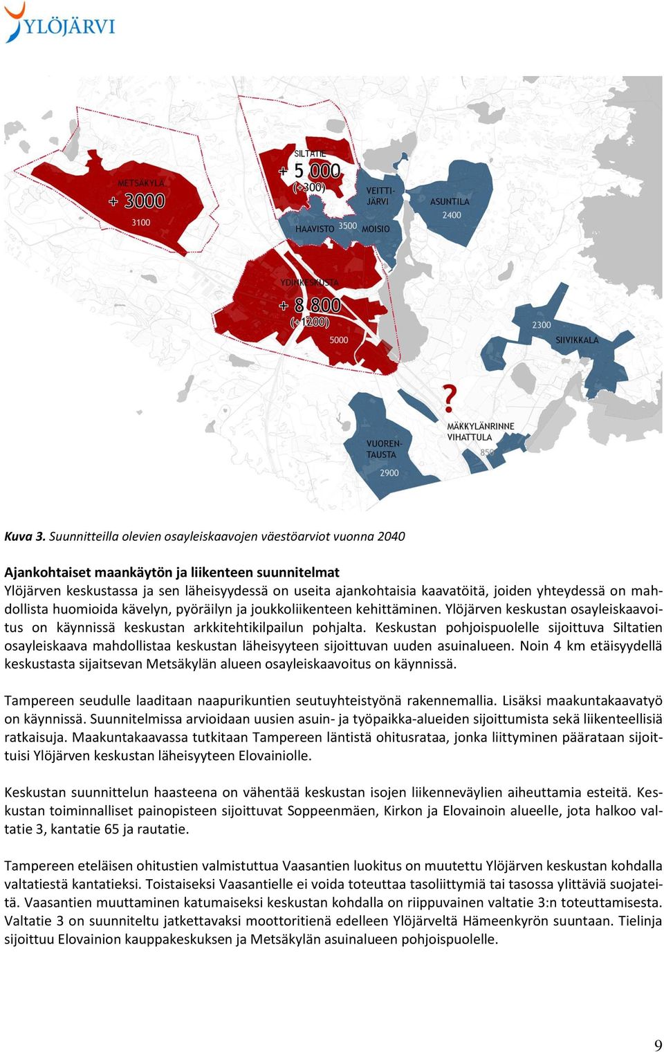 joiden yhteydessä on mahdollista huomioida kävelyn, pyöräilyn ja joukkoliikenteen kehittäminen. Ylöjärven keskustan osayleiskaavoitus on käynnissä keskustan arkkitehtikilpailun pohjalta.