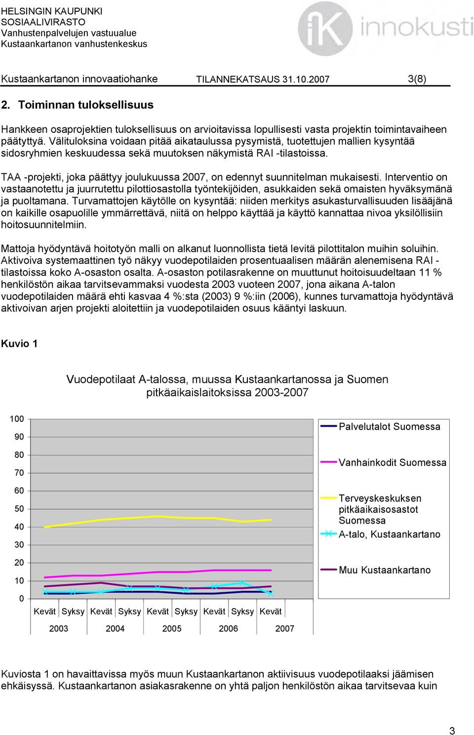 Välituloksina voidaan pitää aikataulussa pysymistä, tuotettujen mallien kysyntää sidosryhmien keskuudessa sekä muutoksen näkymistä RAI -tilastoissa.