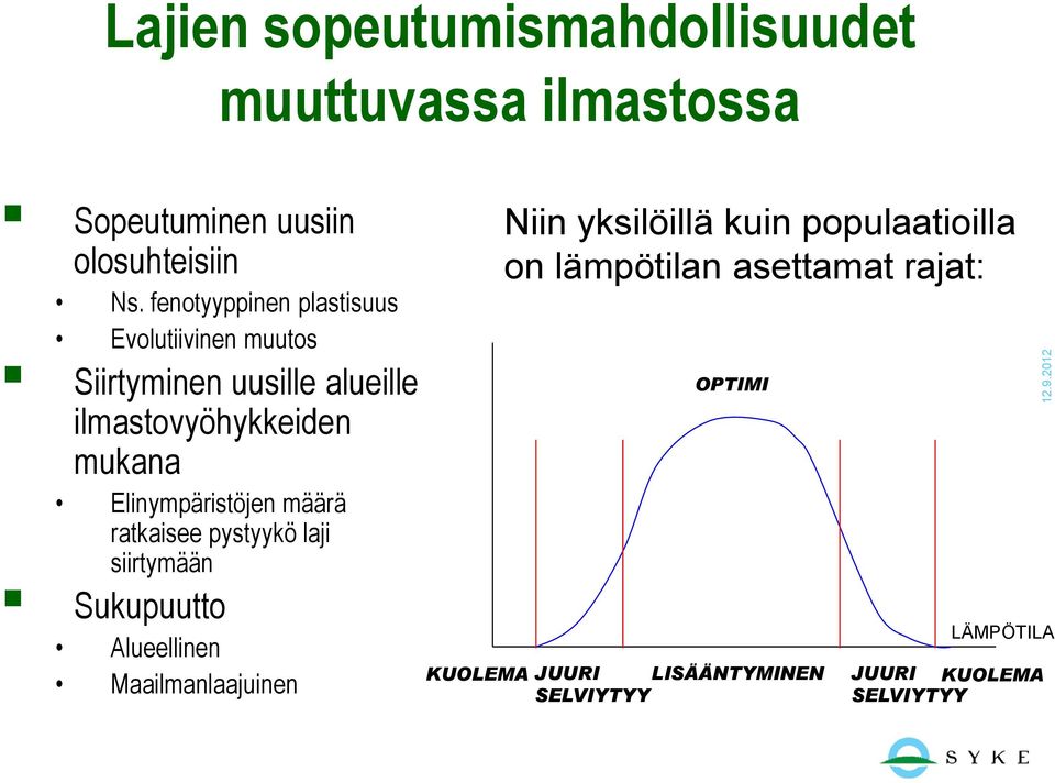 Elinympäristöjen määrä ratkaisee pystyykö laji siirtymään Sukupuutto Alueellinen Maailmanlaajuinen