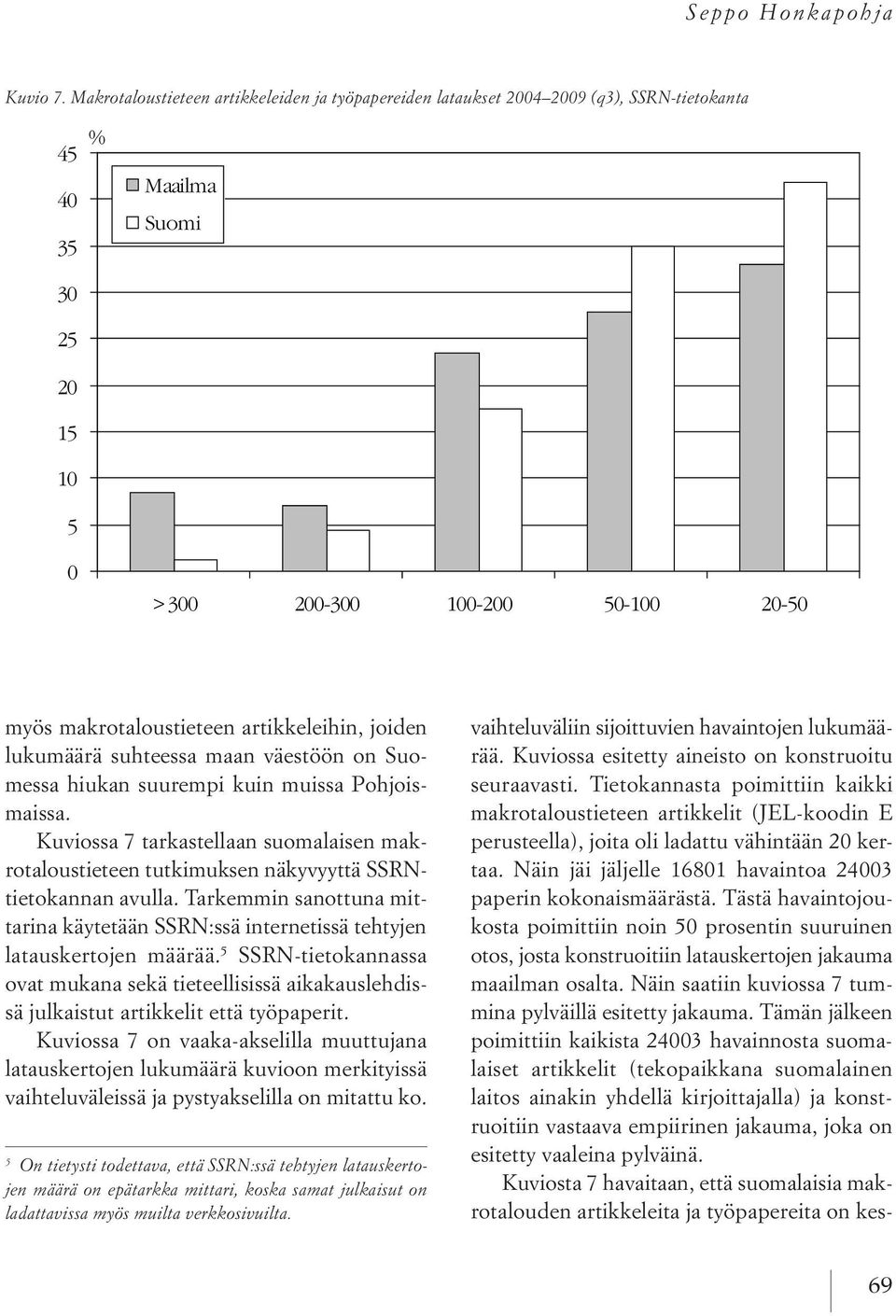 artikkeleihin, joiden lukumäärä suhteessa maan väestöön on Suomessa hiukan suurempi kuin muissa Pohjoismaissa.