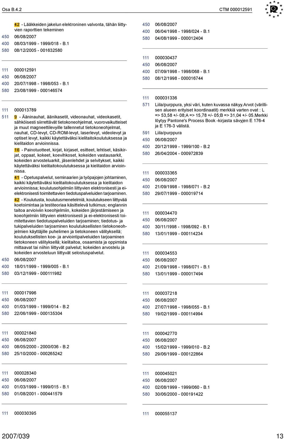 1 08/12/1998-000016744 000013789 9 - Ääninauhat, äänikasetit, videonauhat, videokasetit, sähköisesti siirrettävät tietokoneohjelmat, vuorovaikutteiset ja muut magneettilevyille tallennetut