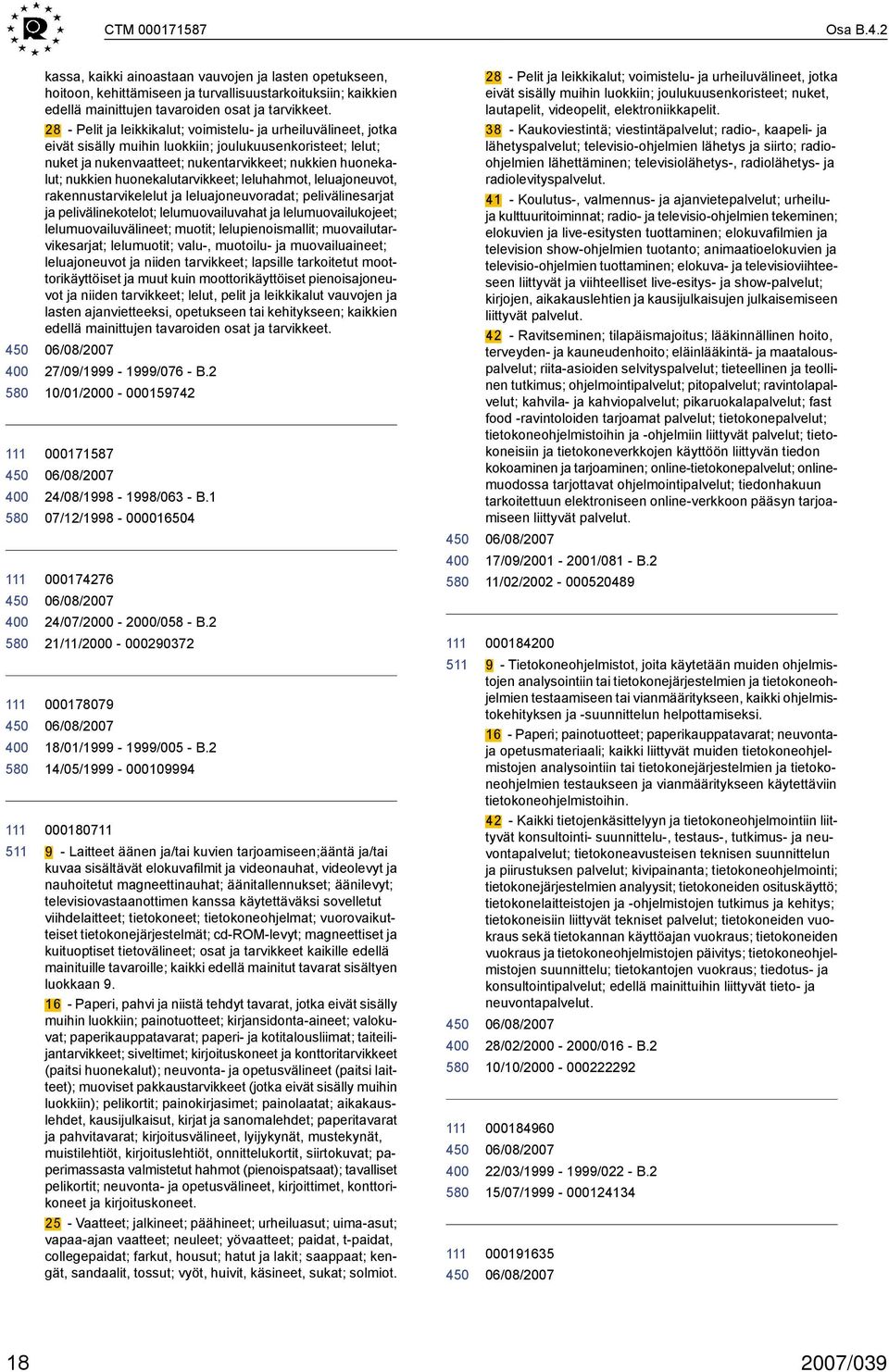 huonekalutarvikkeet; leluhahmot, leluajoneuvot, rakennustarvikelelut ja leluajoneuvoradat; pelivälinesarjat ja pelivälinekotelot; lelumuovailuvahat ja lelumuovailukojeet; lelumuovailuvälineet;