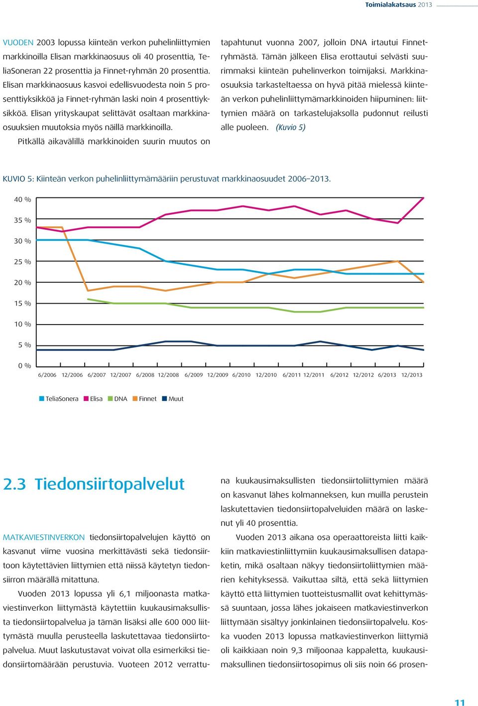Elisan yrityskaupat selittävät osaltaan markkinaosuuksien muutoksia myös näillä markkinoilla.