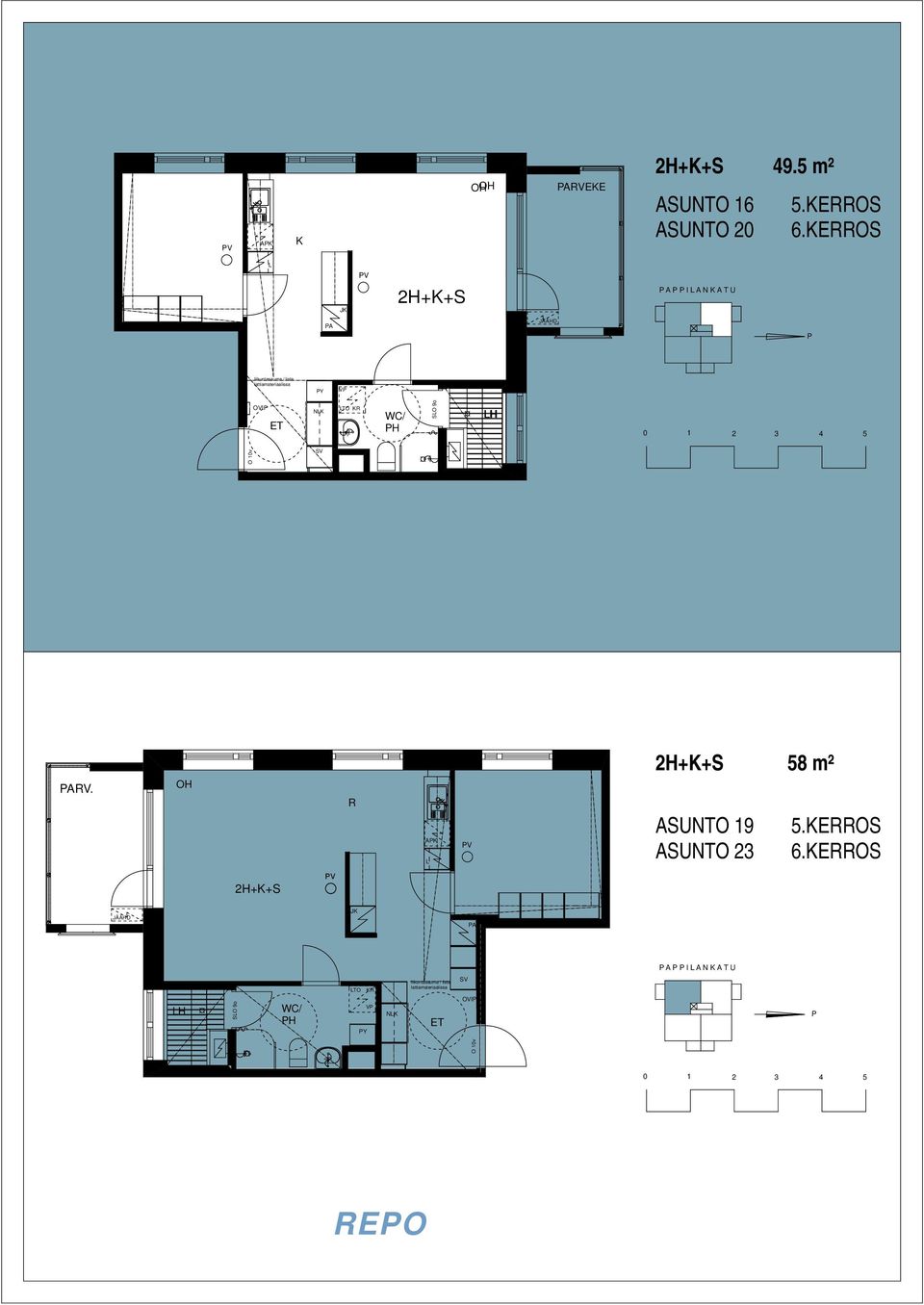 58 m² ASUNTO 19 ASUNTO 23 5.KEOS 6.