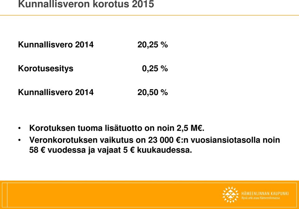 tuoma lisätuotto on noin 2,5 M.