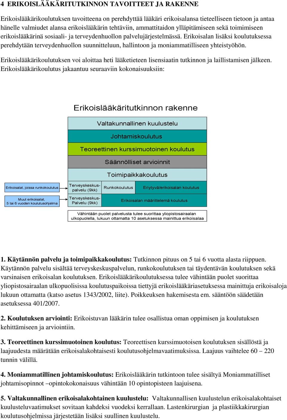 Erikoisalan lisäksi koulutuksessa perehdytään terveydenhuollon suunnitteluun, hallintoon ja moniammatilliseen yhteistyöhön.