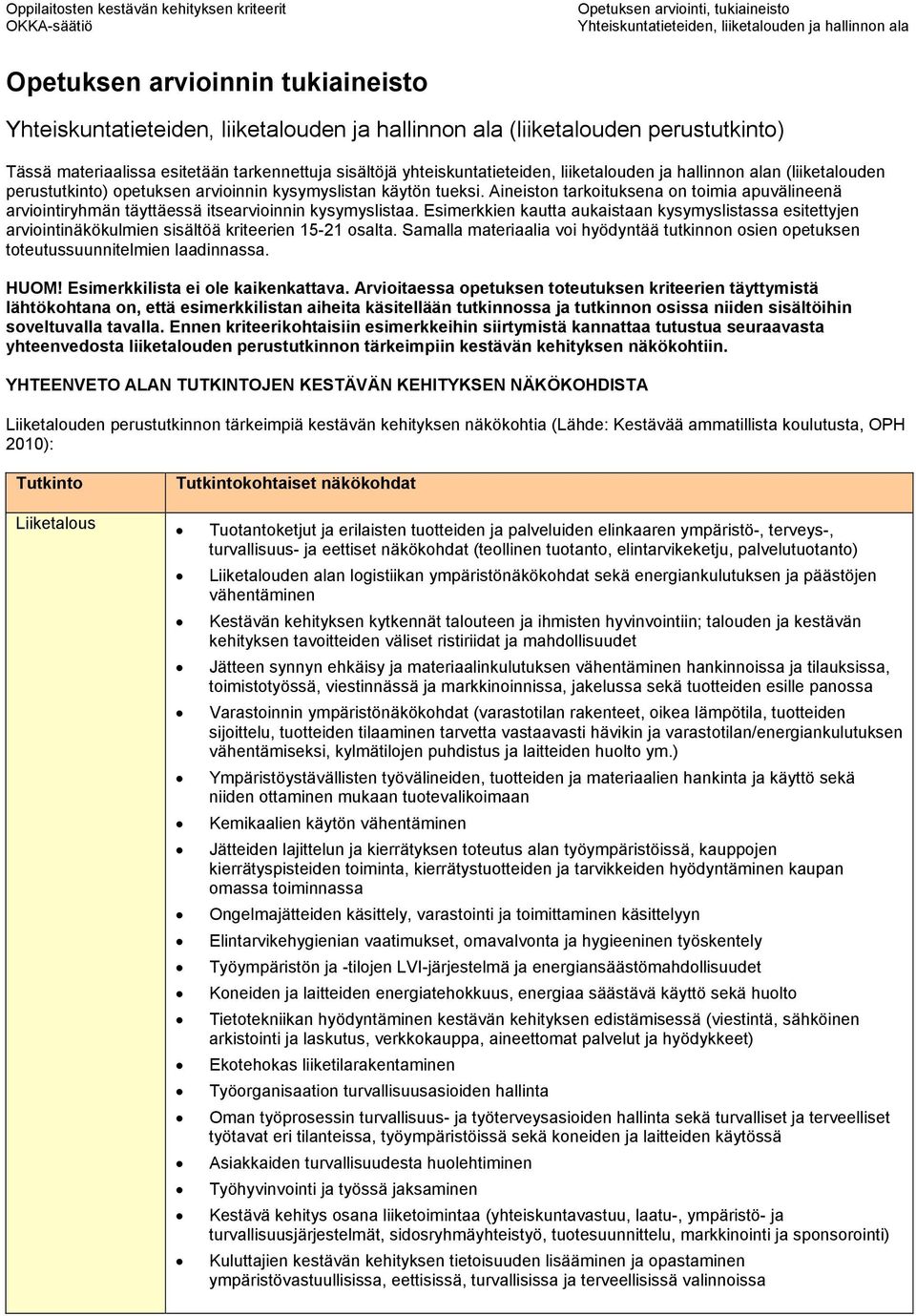 Esimerkkien kautta aukaistaan kysymyslistassa esitettyjen arviointinäkökulmien sisältöä kriteerien 15-21 osalta.