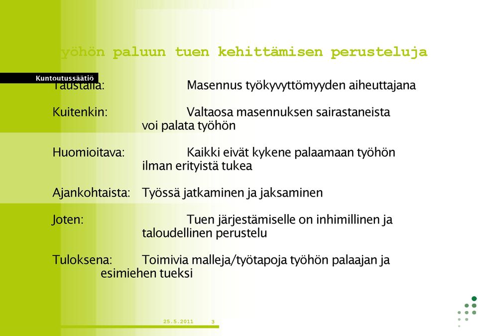ilman erityistä tukea Ajankohtaista: Työssä jatkaminen ja jaksaminen Joten: Tuen järjestämiselle on