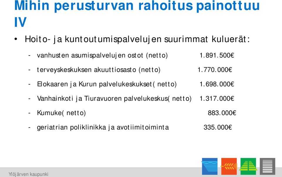 000 - Elokaaren ja Kurun palvelukeskukset( netto) 1.698.