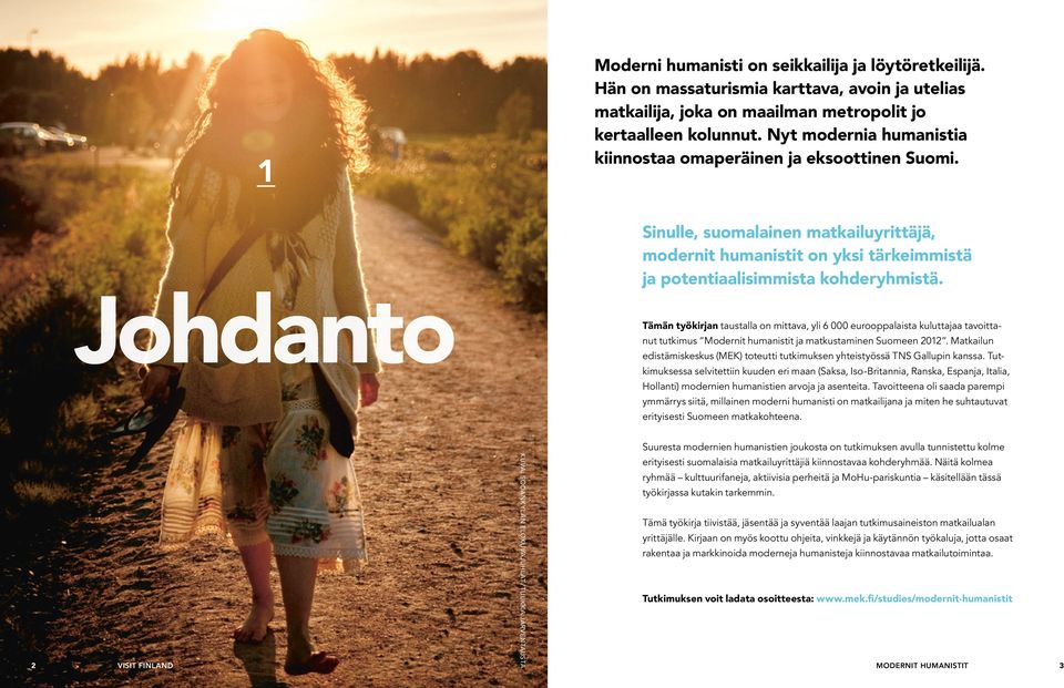 Johdanto Tämän työkirjan taustalla on mittava, yli 6 000 eurooppalaista kuluttajaa tavoittanut tutkimus Modernit humanistit ja matkustaminen Suomeen 2012.