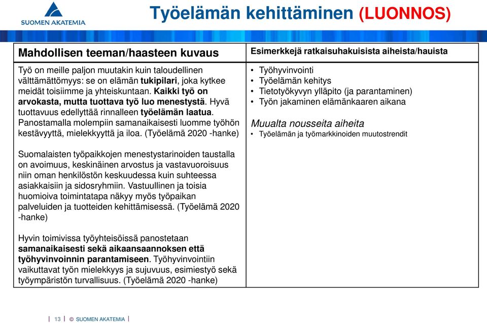 Panostamalla molempiin samanaikaisesti luomme työhön kestävyyttä, mielekkyyttä ja iloa.