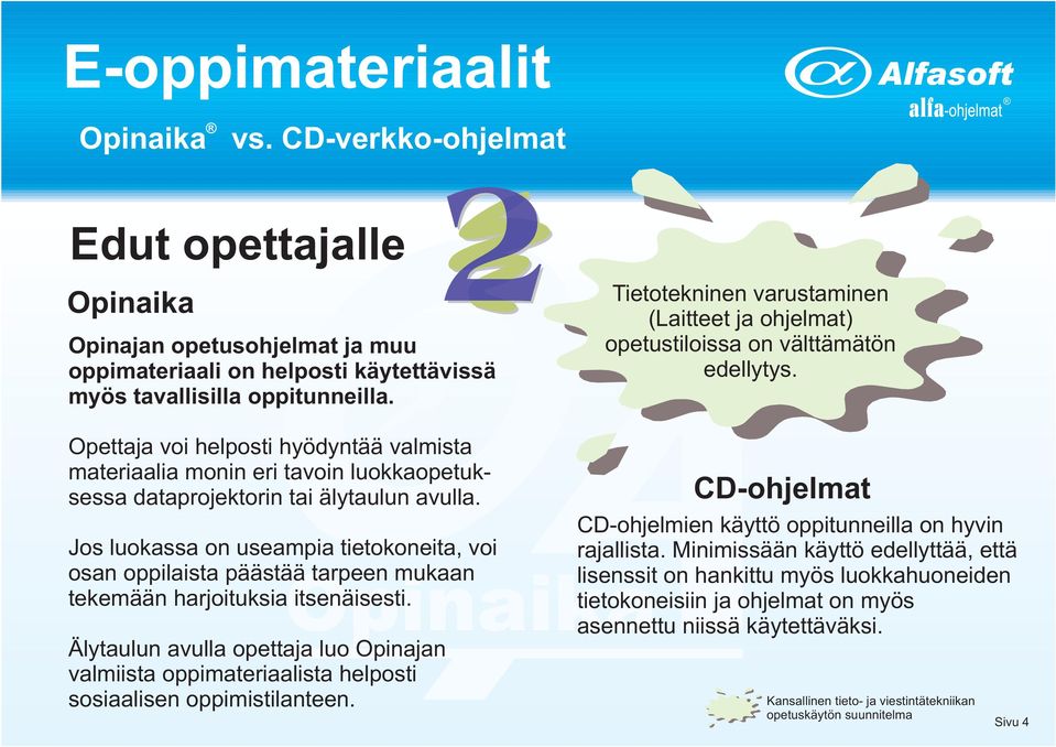 Opettaja voi helposti hyödyntää valmista materiaalia monin eri tavoin luokkaopetuksessa dataprojektorin tai älytaulun avulla.