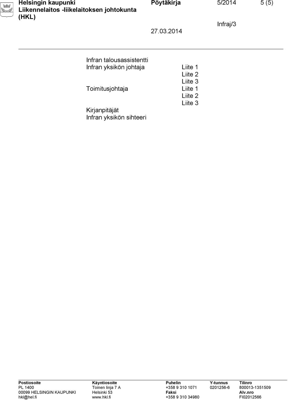 yksikön johtaja Liite 1 Toimitusjohtaja