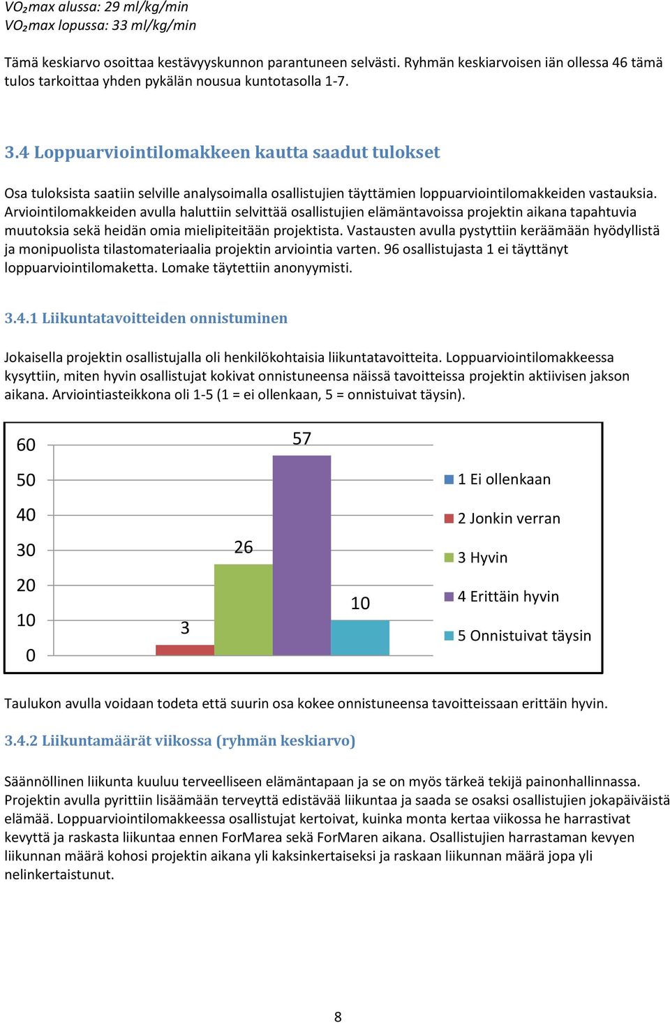 4 arviointilomakkeen kautta saadut tulokset Osa tuloksista saatiin selville analysoimalla osallistujien täyttämien loppuarviointilomakkeiden vastauksia.