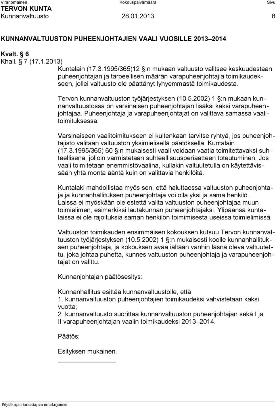 2014 Kvalt. 6 Khall. 7 (17.1.2013)