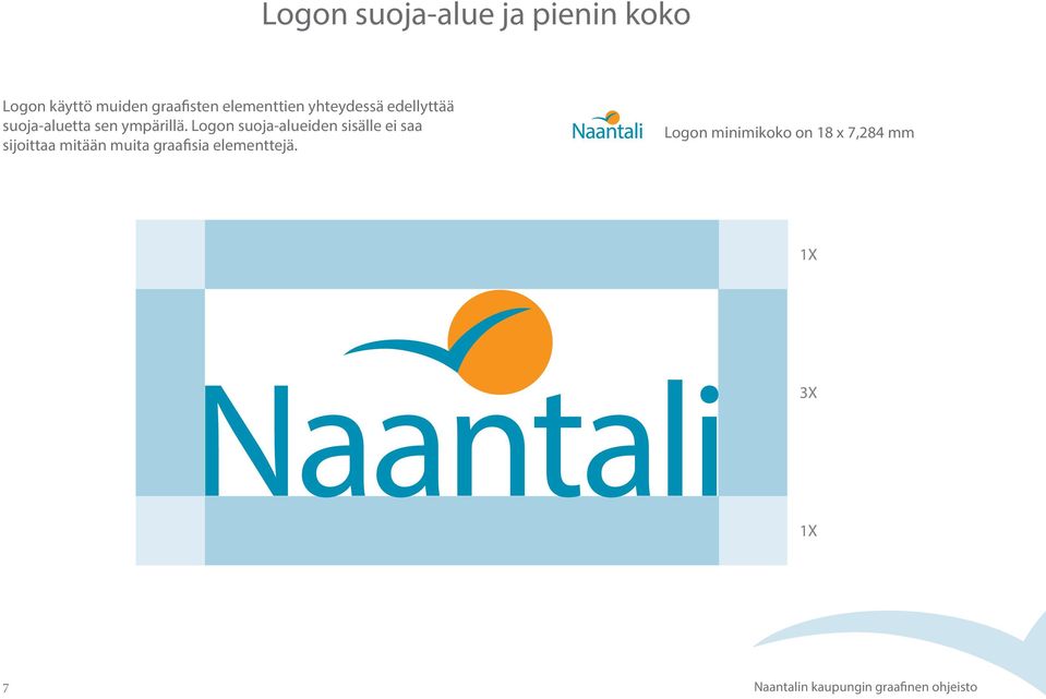 Logon suoja-alueiden sisälle ei saa sijoittaa mitään muita graafisia