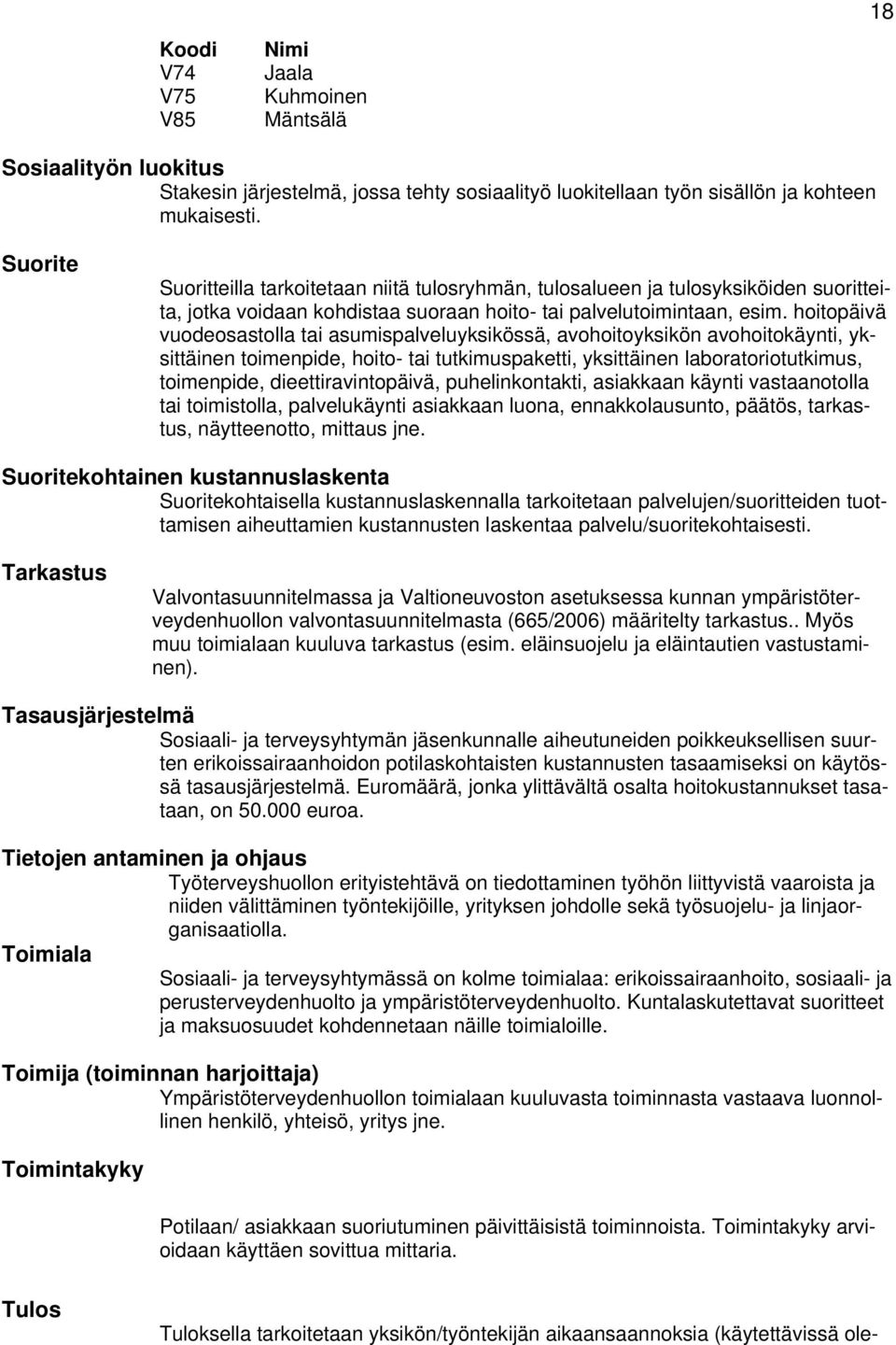 hitpäivä vudesastlla tai asumispalveluyksikössä, avhityksikön avhitkäynti, yksittäinen timenpide, hit- tai tutkimuspaketti, yksittäinen labratritutkimus, timenpide, dieettiravintpäivä,
