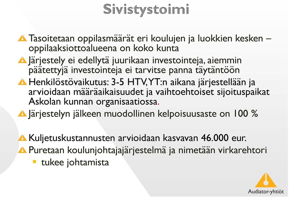 järjestellään ja arvioidaan määräaikaisuudet ja vaihtoehtoiset sijoituspaikat Askolan kunnan organisaatiossa.