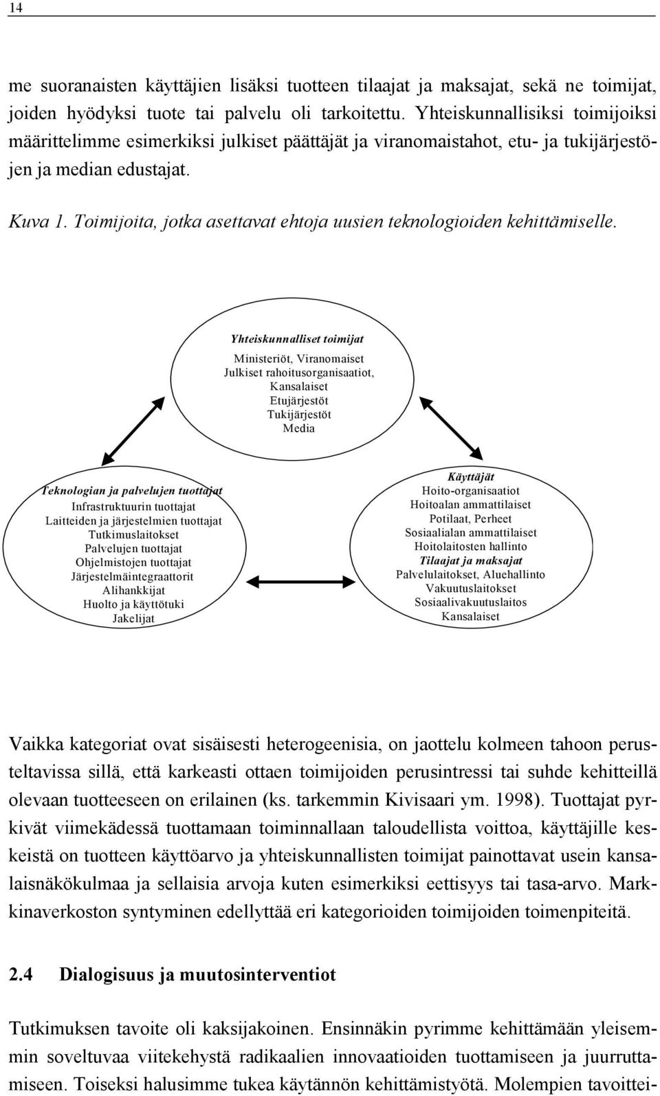 Toimijoita, jotka asettavat ehtoja uusien teknologioiden kehittämiselle.