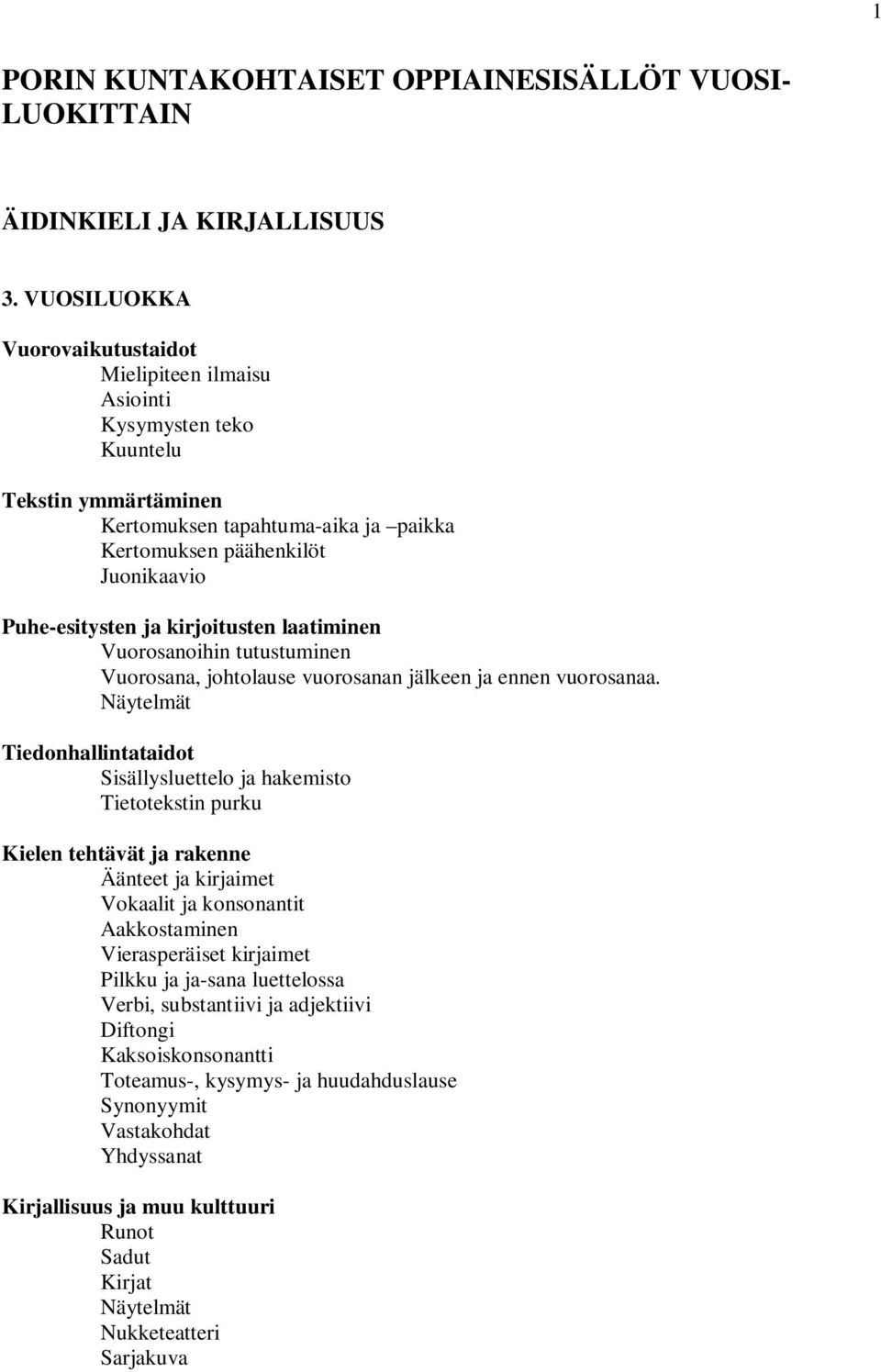 kirjoitusten laatiminen Vuorosanoihin tutustuminen Vuorosana, johtolause vuorosanan jälkeen ja ennen vuorosanaa.