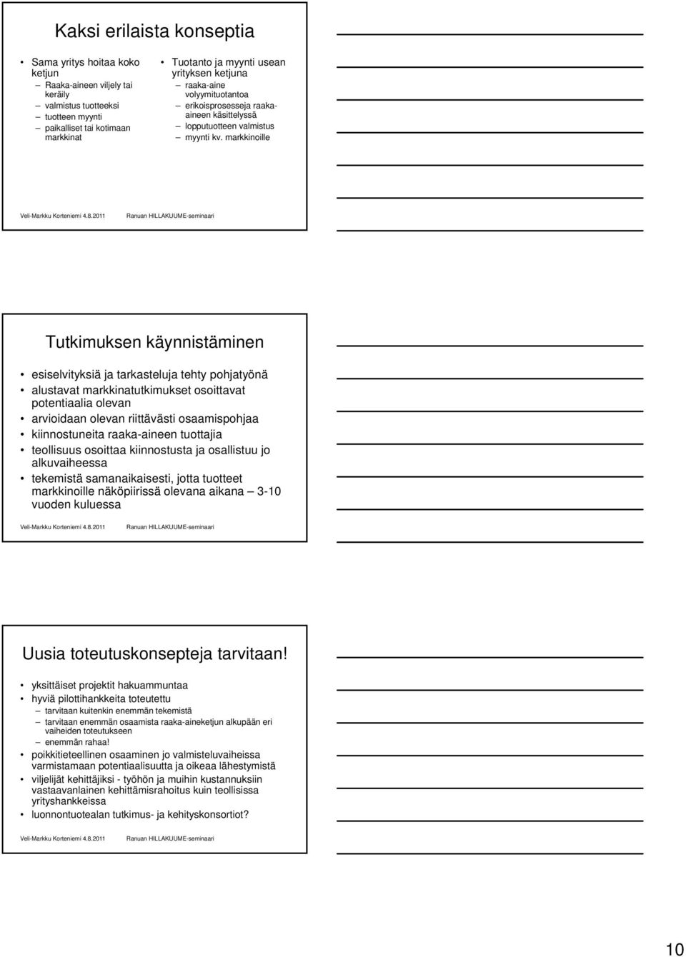 markkinoille Tutkimuksen käynnistäminen esiselvityksiä ja tarkasteluja tehty pohjatyönä alustavat markkinatutkimukset osoittavat potentiaalia olevan arvioidaan olevan riittävästi osaamispohjaa