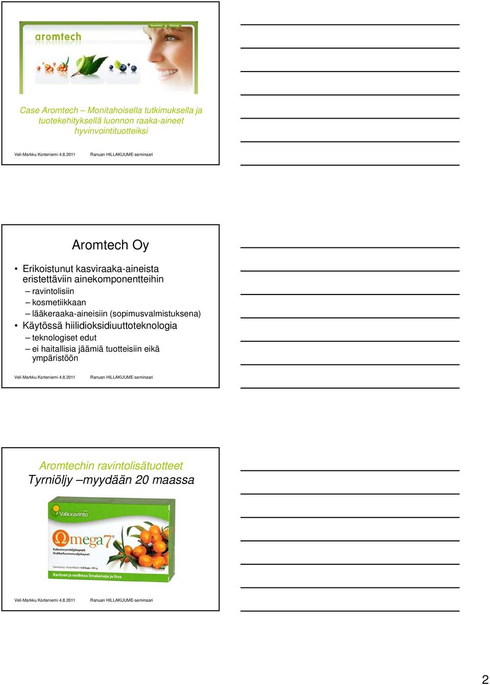 lääkeraaka-aineisiin (sopimusvalmistuksena) Käytössä hiilidioksidiuuttoteknologia teknologiset edut ei