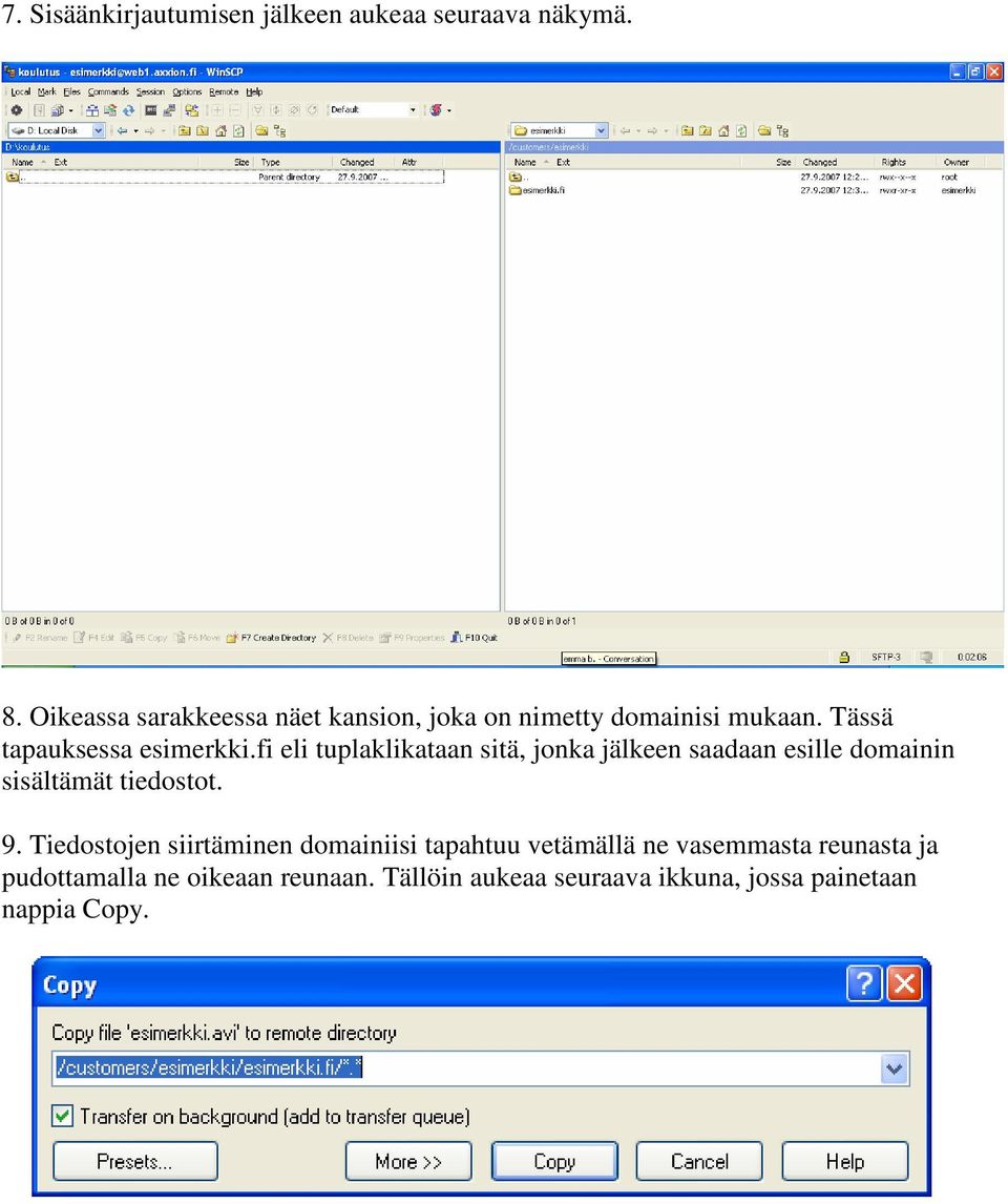 fi eli tuplaklikataan sitä, jonka jälkeen saadaan esille domainin sisältämät tiedostot. 9.