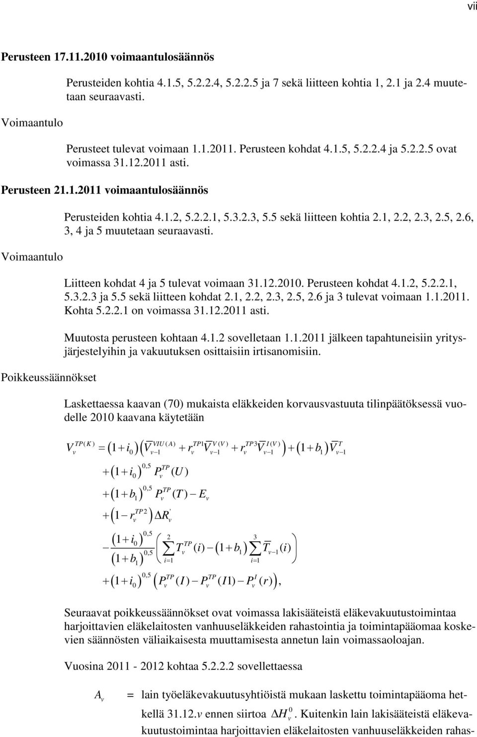 Liitteen ohdat 4 ja 5 tuleat oimaan 3.2.200. Perusteen ohdat 4..2, 5.2.2., 5.3.2.3 ja 5.5 seä liitteen ohdat 2., 2.2, 2.3, 2.5, 2.6 ja 3 tuleat oimaan..20. Kohta 5.2.2. on oimassa 3.2.20 asti.