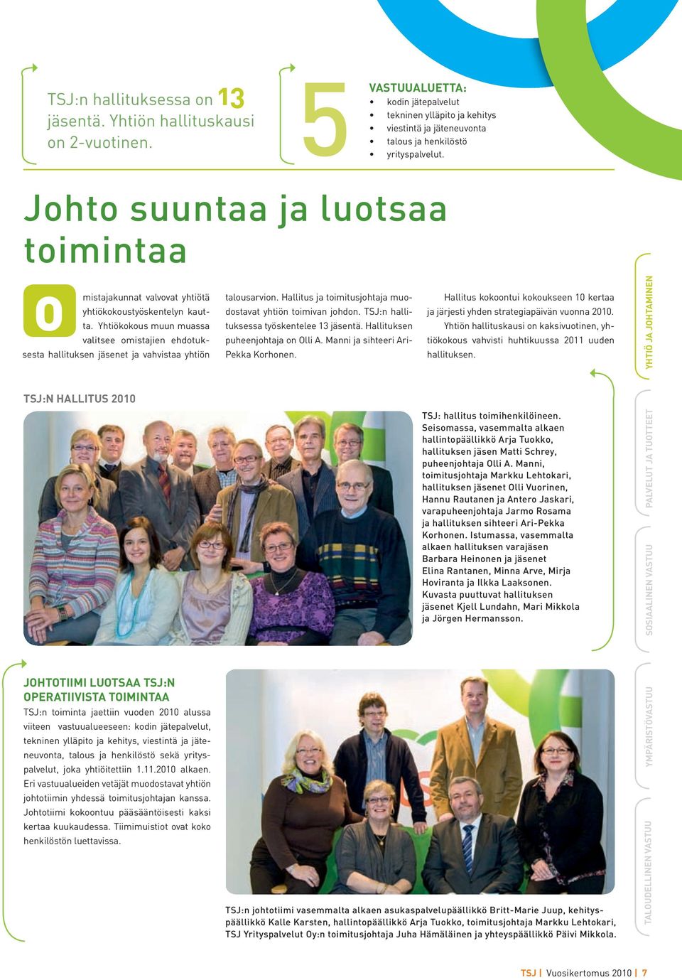 TSJ:n hallituksessa työskentelee 13 jäsentä. Hallituksen puheenjohtaja on Olli A. Manni ja sihteeri Ari- Pekka Korhonen.