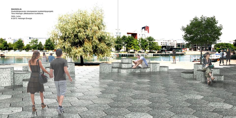 Teos Helsingin Jätkäsaareen kuvitettuna.