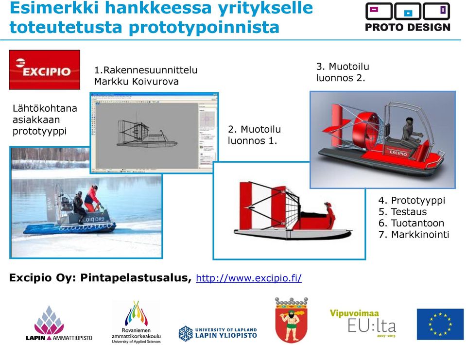 Lähtökohtana asiakkaan prototyyppi 2. Muotoilu luonnos 1. 4.