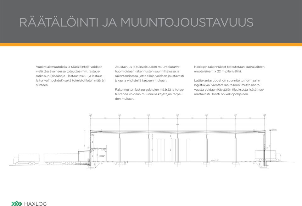 Joustavuus ja tulevaisuuden muuntelutarve huomioidaan rakennusten suunnittelussa ja rakentamisessa, jotta tiloja voidaan joustavasti jakaa ja yhdistellä tarpeen mukaan.