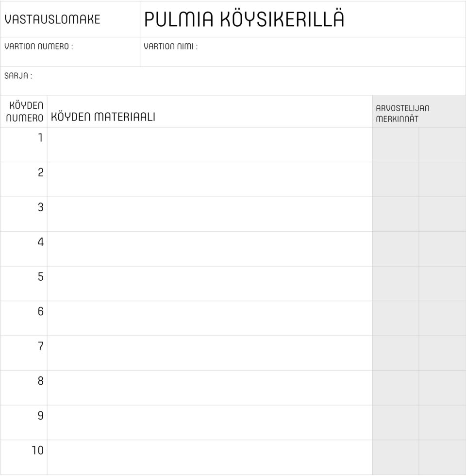 : KÖYDEN NUMERO KÖYDEN MATERIAALI 1